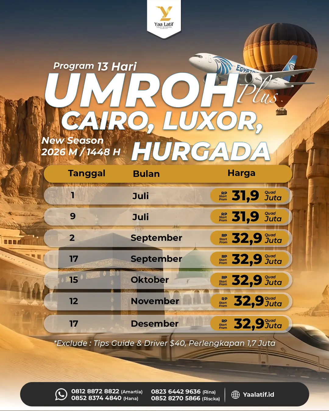 program umroh plus luxor, cairo dan hurgada 2026